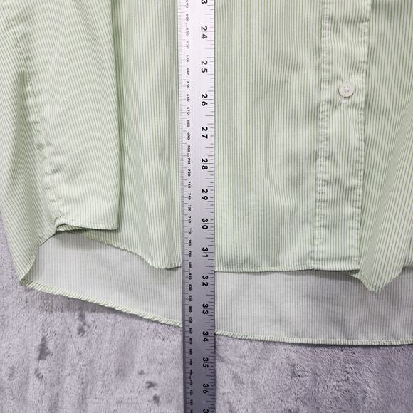 Vintage Get Lucky USA Top Womens 1X Green Striped Long Sleeve Bird House Flowers - Picture 13 of 14